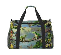 Many Frogs Sing on The Branches Summer Butterflies Printed Travel Duffel Bag, Large Capacity Carry On Hand Luggage Weekend Bag for Women Men Gym Weekend