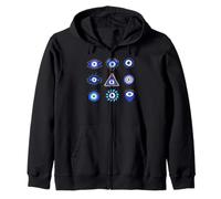 Many Greek Mati Evil Eye Kids Men Women Gift Zip Hoodie