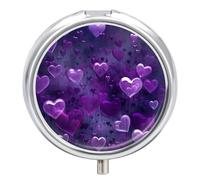 Many Heart Shapes Pill Box Cute Round Pill Case Portable Medicine Tablet Vitamin Holder Organizer for Purse Pocket