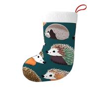 Many hedgehogs Christmas Stocking 17.7", Festive Hanging Sock for Fireplace Mantel, Holiday Decorations
