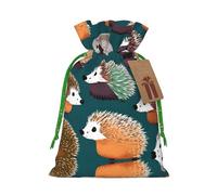 Many Hedgehogs Print Christmas Drawstring Holiday Candy Bag Xmas Sacks Reusable Wrapping Bags Party Favor