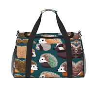 Many hedgehogs print Weekender Overnight Carry On Bag Gym Luggage Bag Duffel Bag for Travel Women, Black, One Size