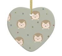 Many hedgehogs Printed decorative ornaments, ceramic heart-shaped ornaments, can be hung on Christmas trees and fireplaces