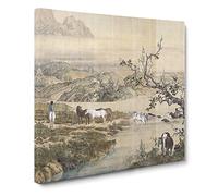 Many Horses by Lang Shining Canvas Print | Gallery Wrapped 30mm Frame Wall Art | 20x20 inches | Ready to Hang | Asian Animals Picture | Living Room Bedroom Lounge Office