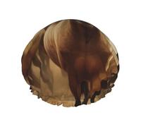 Many Horses Shower Cap for Women Men Large Reusable Shower Bonnet Double-Layer Waterproof Bath Caps Elastic Band Hair Hat for All Hairstyles, Travel-Friendly