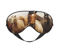 Many Horses Sleep Mask for Women & Men - Double-Sided Eye Mask with Adjustable Strap, Soft Silky Feel, Light-Blocking & Breathable for Travel, Nap, Shift Work, Yoga