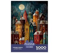 Many Houses Jigsaw 1000 Pieces For Adults And Kids Challenge Toy Night in The Small Town Impossible Puzzle Educational Game Home Decoration 38x26cm/1000pcs