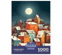 Many Houses Puzzles 1000 Piece For Adults And Kids Jigsaw Puzzles Night in The Small Town Impossible Puzzle Educational Game Home Decoration 70x50cm/1000pcs