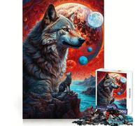 Many Moons Lone Wolf for Adults 1000 Piece Jigsaw Puzzle Brain Exercise Tension Relief Real Challenge Classic Xmas Gift (50x75cm)