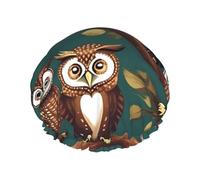 Many Owls On Tree Branches Print Shower Cap For Women Lightweight Reusable Softdouble Waterproof Layers Leakproof.