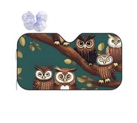 Many Owls on Tree Branches Printing Car Windshield Sunshade-Thicken Bubble Block Heat and Sun UV Rays,Front Windshield,Sun Visor