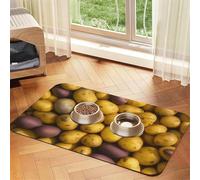 many Potatoes print PU Leather Feeding Mat for Dogs Cats Pet Food Mat Absorbent Non-Slip Rubber Bottom