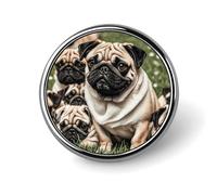 Many Pug Dog Brooch with Button Design, Funny Backpack Pins for Women, Personalized Brooch Pins for Men, Round Badge for Hat, Cute Badge Holders for Activity