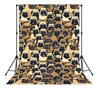 Many Pug Dog Printed Photography Backdrop, Photo Booth Backdrop For Photoshoot With Rod Pocket For Studio, Family Photos, Video Recording & Event Decor - 5x7ft