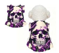 many Purple Rose Skull Print Pet Breathable T-Shirt Skirt S
