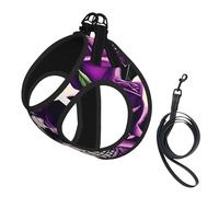 Many Purple Rose Skull Print Pet Leash Vest,For Small Dogs,Adjustable And Comfortable Cat Puppy Essentials