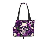 Many Purple Rose Skull Print Pet Tote Bag, Foldable Single Shoulder Pet Carrier For Small Pets Dogs Cats