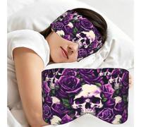 Many Purple Rose Skull Print Sleep Mask,Coverage Eye Mask,Soft Breathable Blindfold for Travel Nap Work