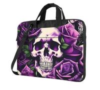Many Purple Rose Skull Print Ultra-Thin Portable Laptop Bag Briefcase Working Business Casual Shoulder Bags