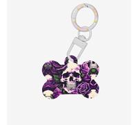 Many Purple Rose Skull Printing Dog Tag Bone Shaped Double Sided Pattern Dog Id Tags Bone Shaped Pet Name Tags Dog Collar Tags