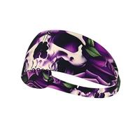 Many Purple Rose Skull Sports Headband For Men Women Tennis Sweat Band For Workout Sports Headbands Elastic For Running