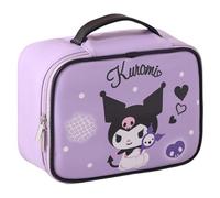 Many Rainbows Kuromi & Hearts PU Cosmetic Bag Makeup Pouch Travel Portable Vanity Case Organizer with Handle - White