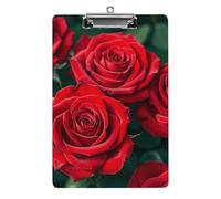 Many Red Rose Clipboard, A4 Acrylic Clipboard with Hanging Hole, Ultra-Light Clip Board - Holds 100 Sheets, Shatterproof Document Holder for Office, 12.5" X 8.5"