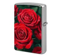 Many Red Rose Lighter Case Metal Protective Cover with Double-Sided Art Design, Cool Lighters Pouch Shockproof Lighter Cover for Men Women Gifts, Lighters Not Included