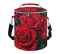 Many Red Rose Lunch Bag, 15L Portable Leakproof Picnic Basket with Shoulder Strap, Insulated Picnic Cooler Bag for Camping, Beach, Hiking & Groceries