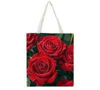 Many Red Rose Tote Bag, Aesthetic Canvas Tote Bag Reusable Grocery Shopping Bag for Women Men