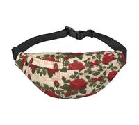 Many red roses Boys large waist bag, travel crossbody waist bag, suitable for enjoying sports, running, cycling, travel, fishing