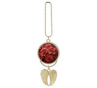 Many Red Roses Car Pendant, Rear View Mirror Hanging Ornament, Auto Decor for Rearview Mirror, Keychain Golden-Style