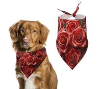 Many Red Roses Dog Bandana Washable & Adjustable Triangle Scarf, Breathable Pet Scarf for Small Medium Large Pets, Cute Fashion Pet Accessory