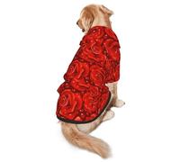 Many Red Roses Print Dog Hoodie Pet Sweatshirt, Warm, Soft And Breathable Hooded Clothes For Medium To Large Dogs, Easy-To-Wear Design, For Winter And Fall