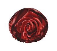 Many Red Roses Shower Cap For Women Reusable Double Layers Bathing Bath Cap Hair Caps Waterproof Elastic Band Ladies Spa Salon Shower Hat Hair Caps
