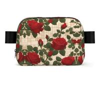 Many red roses Square-Shaped Waist Bag with Durable Polyester and Adjustable Strap for Unisex Use