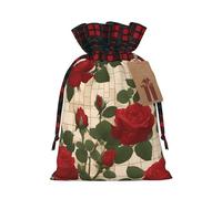 Many red roses Two Color Drawstring Gift Bag M Beautiful Convenient Suitable For Christmas Birthdays