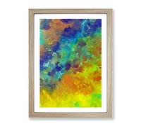 Many Rivers Abstract Framed Wall Art Print A2 Oak