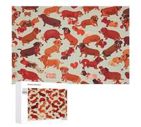 Many Romantic Dachshunds Puzzle for Adults Wooden Jigsaw Puzzle for Mother's Day Premium Puzzle with Unique Art Design Challenging Brain Teaser Birthday Gift for All Ages 1000 PCS