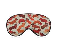 Many Romantic Dachshunds Sleep Mask with Adjustable Strap, Breathable Sleep Masks for Women Men, Soft Eye Mask for Side Sleepers, Travel, Office Nap, Airplane & Blocking Light