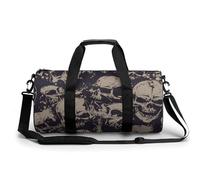 Many Skulls Get Together Gym Bag Lightweight Cylindrical Gym Bag Dry Wet Separated Duffel Pocket for Women Men