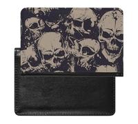 Many Skulls Get Together Passport Holder PU Leather Slim Passport Cover with Card Slots Travel Document Holder Cover