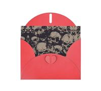 Many Skulls Get Together Pattern Blank Greeting Cards For Birthdays, Valentine'S Day, Parties, Weddings, 4x6 Inches Red Envelope