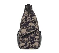 Many Skulls Get Together Unisex Chest Sling Bag With Multi-Pocket Design,Large Capacity Crossbody Bag Durable Polyester Adjustable Strap For Daily Commute Travel
