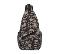 Many Skulls Get Together Unisex Chest Sling Bag With Multi-Pocket Design,Large Capacity Crossbody Bag Durable Polyester Adjustable Strap For Daily Commute Travel