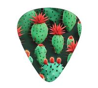 many small Cactus Art print Celluloid Guitar Plectrums for Acoustic Guitar Bass,Guitar Picks with Organizer Box