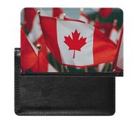 Many Small Canadian Flags Passport Holder Slim Travel Wallet RFID Blocking Card Case Cover Passport Cover Protector Essentials with Credit Card Slots for Women/Men