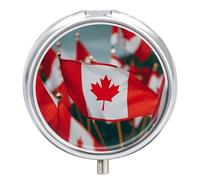 Many Small Canadian Flags Pill Box, 3 Compartment Small Pill Case Waterproof Travel Pill Organizer for Pocket Or Purse Portable Mini Medicine Tablet Vitamin Holder Pill Case