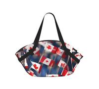 Many Small Canadian Flags Print Foldable Camping Bag Duffle Bag Waterproof Travel Bag Camping Mattress For Outdoor Park Beach