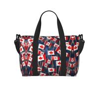 Many Small Canadian Flags Print Tote Crossbody Travel Bag with Zip Casual Handbag for Weekend Trips and Gym Shopping